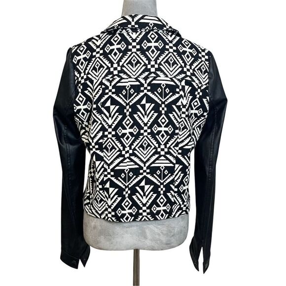 Blu Pepper Women's L Tribal Print FAUX Leather Moto Jacket Gothic Grunge Western - Picture 6 of 14